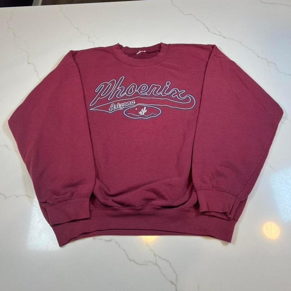 Vintage Phoenix Arizona Sweatshirt Unisex Maroon Embroidered Graphic Crewneck